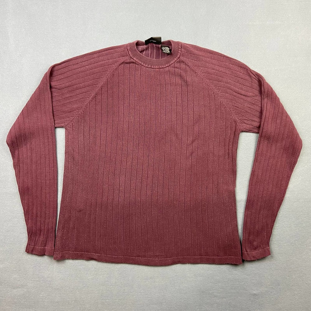 Vintage J Ferrar Mens Silk Burgundy Pullover Sweater Size XL 90s Y2K